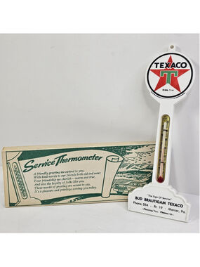 Vintage Texaco Service Thermometer Bud Brautigam Mercer PA Gas Oil w/ Box USA